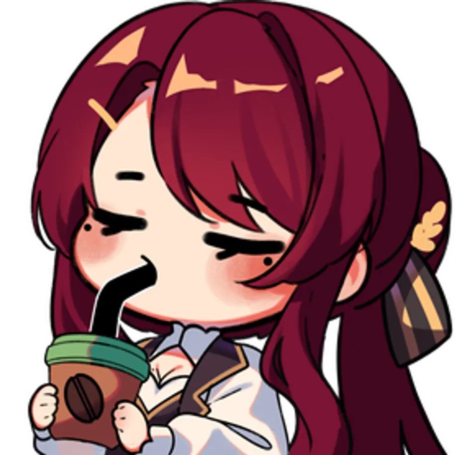 Chibi portrait of Nelkah holding a mug